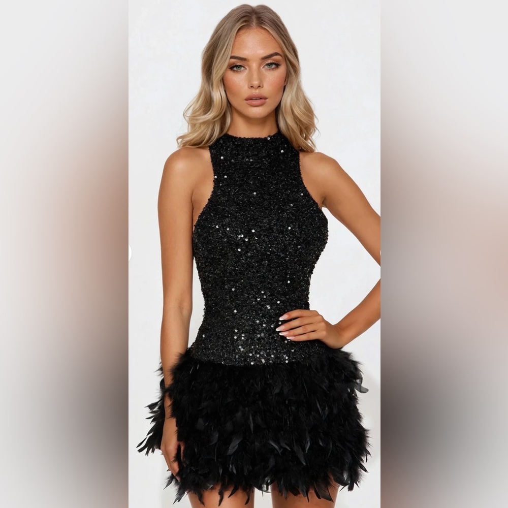 Fashion Nova Glittering Black Sleeveless Dress